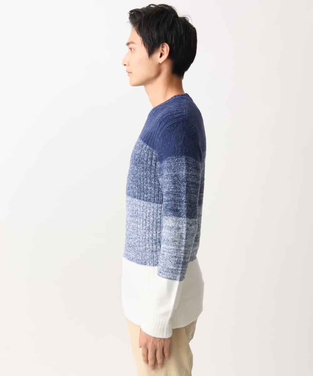 MKFDC21099 MK MICHEL KLEIN HOMME(MKミッシェルクランオム) 【ふわふわ感触／ギフト／洗える】クルーネックニット / フェザーモールヤーン ネイビー