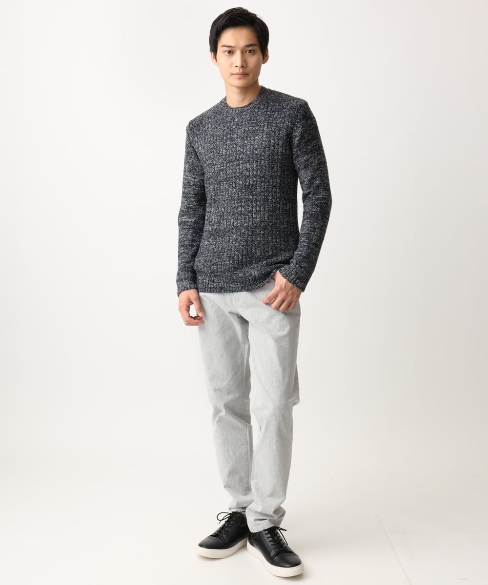 MKFDC21099 MK MICHEL KLEIN HOMME(MKミッシェルクランオム) 【ふわふわ感触／ギフト／洗える】クルーネックニット / フェザーモールヤーン ネイビー