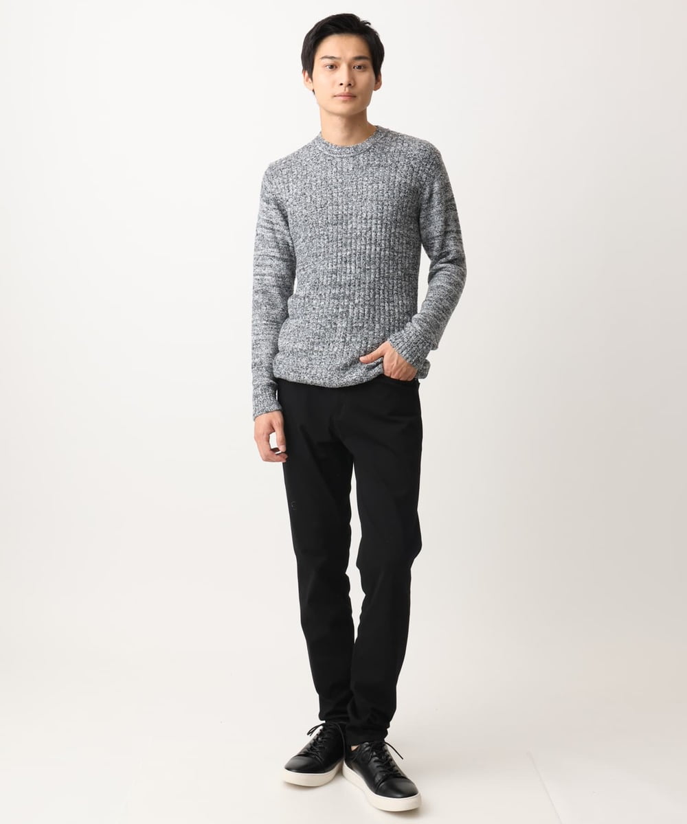 MKFDC21099 MK MICHEL KLEIN HOMME(MKミッシェルクランオム) 【ふわふわ感触／ギフト／洗える】クルーネックニット / フェザーモールヤーン ネイビー
