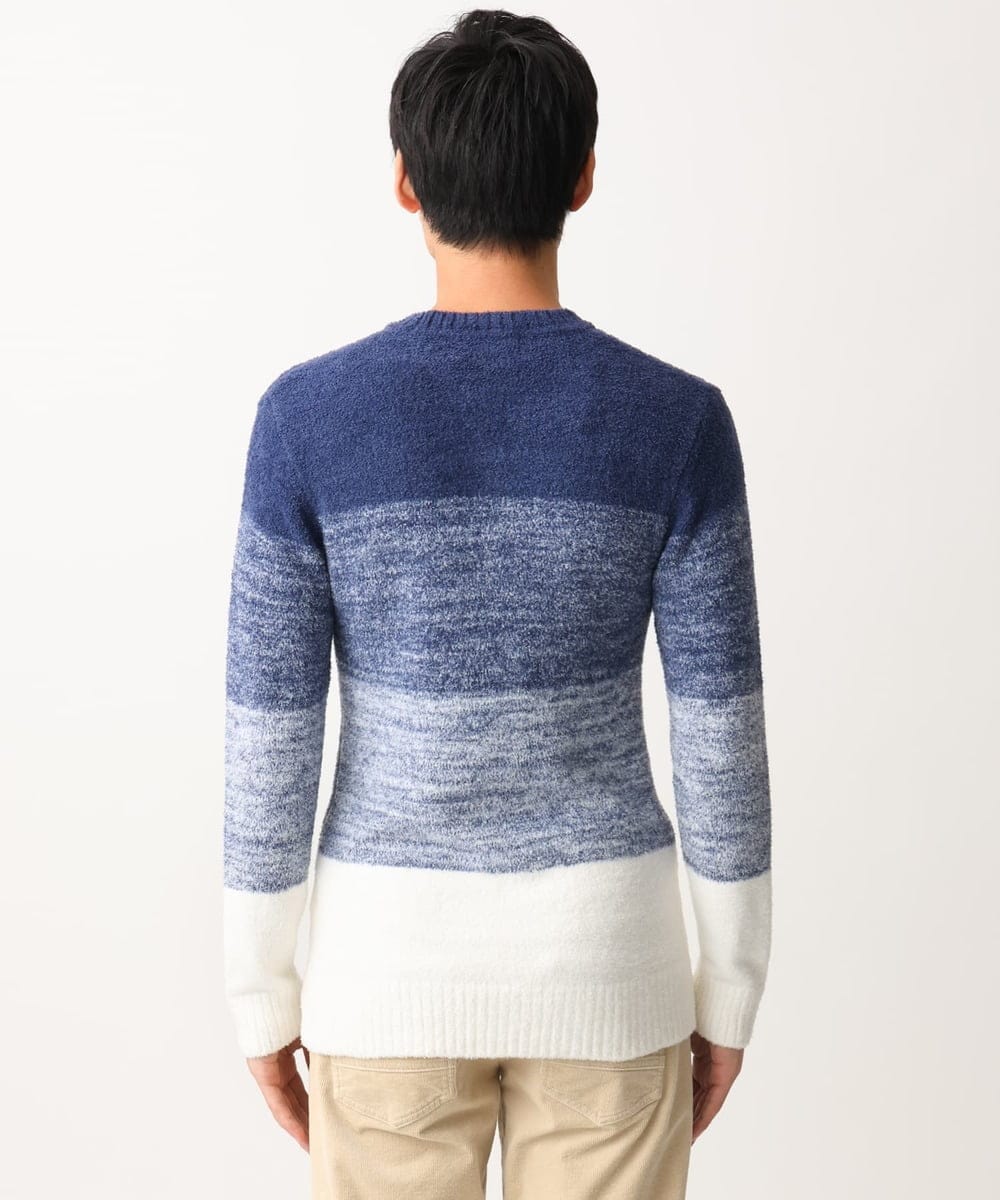 MKFDC21099 MK MICHEL KLEIN HOMME(MKミッシェルクランオム) 【ふわふわ感触／ギフト／洗える】クルーネックニット / フェザーモールヤーン ネイビー