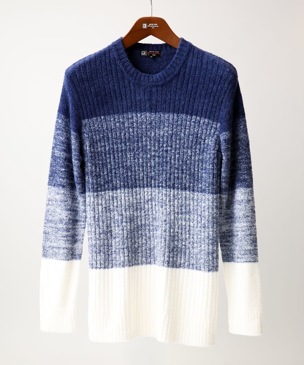 MKFDC21099 MK MICHEL KLEIN HOMME(MKミッシェルクランオム) 【ふわふわ感触／ギフト／洗える】クルーネックニット / フェザーモールヤーン ネイビー