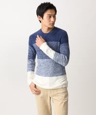 MKFDC21099 MK MICHEL KLEIN HOMME(MKミッシェルクランオム) 【ふわふわ感触／ギフト／洗える】クルーネックニット / フェザーモールヤーン ネイビー