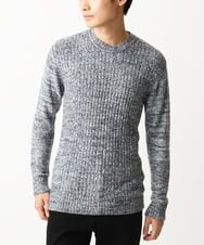 MKFDC21099 MK MICHEL KLEIN HOMME(MKミッシェルクランオム) 【ふわふわ感触／ギフト／洗える】クルーネックニット / フェザーモールヤーン グレー