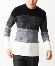 MKFDC21099 MK MICHEL KLEIN HOMME(MKミッシェルクランオム) 【ふわふわ感触／ギフト／洗える】クルーネックニット / フェザーモールヤーン ブラック