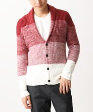 MKFDC22130 MK MICHEL KLEIN HOMME(MKミッシェルクランオム) 【5色展開／ギフト／洗える】ショールカラーカーディガン / フェザーモールヤーン オレンジ