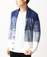 MKFDC22130 MK MICHEL KLEIN HOMME(MKミッシェルクランオム) 【5色展開／ギフト／洗える】ショールカラーカーディガン / フェザーモールヤーン ネイビー