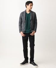 MKFDC22130 MK MICHEL KLEIN HOMME(MKミッシェルクランオム) 【5色展開／ギフト／洗える】ショールカラーカーディガン / フェザーモールヤーン ダークグレー