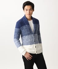 MKFDC22130 MK MICHEL KLEIN HOMME(MKミッシェルクランオム) 【5色展開／ギフト／洗える】ショールカラーカーディガン / フェザーモールヤーン ダークグレー