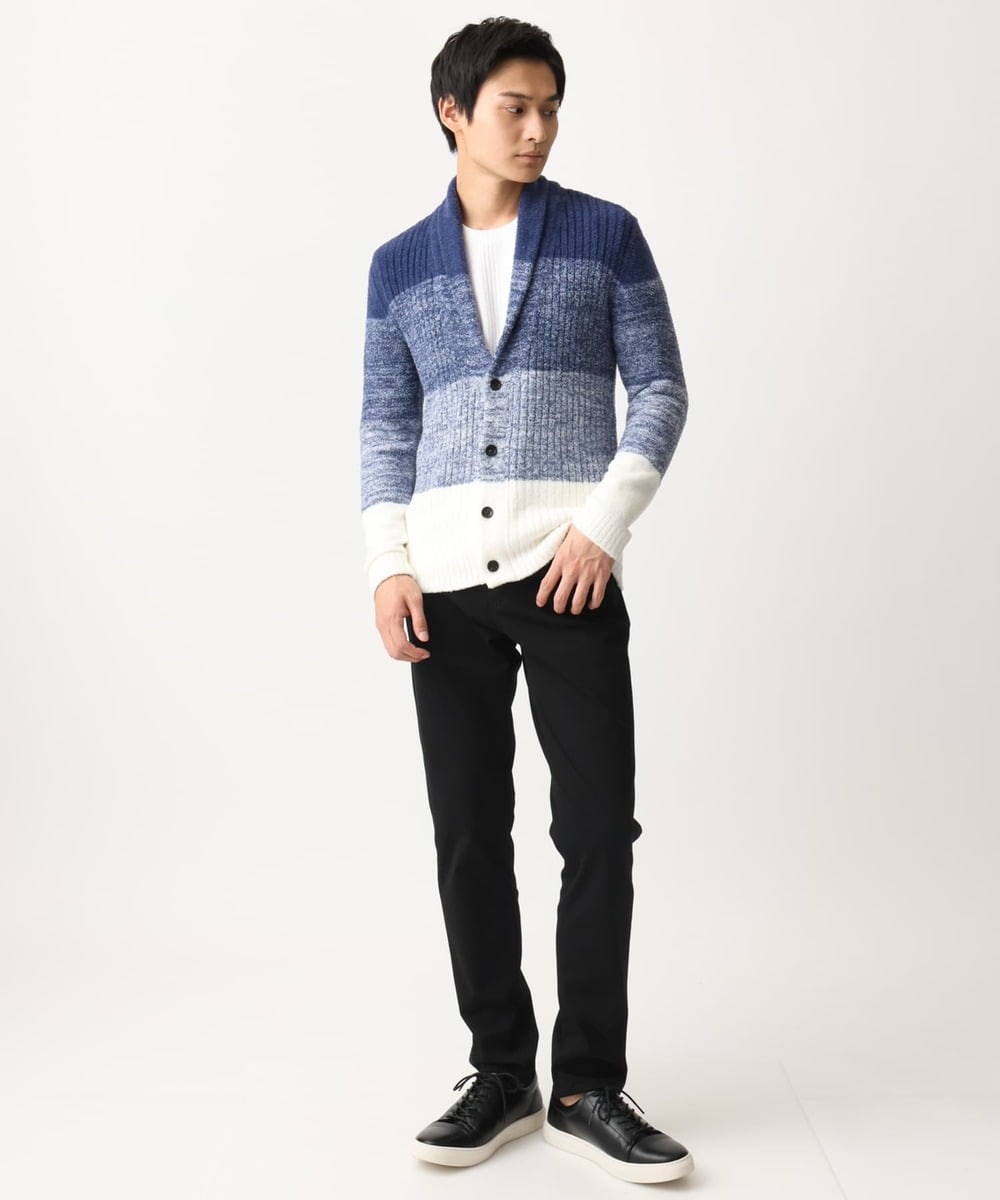 MKFDC22130 MK MICHEL KLEIN HOMME(MKミッシェルクランオム) 【5色展開／ギフト／洗える】ショールカラーカーディガン / フェザーモールヤーン ダークグレー