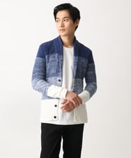 MKFDC22130 MK MICHEL KLEIN HOMME(MKミッシェルクランオム) 【5色展開／ギフト／洗える】ショールカラーカーディガン / フェザーモールヤーン ダークグレー