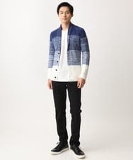 MKFDC22130 MK MICHEL KLEIN HOMME(MKミッシェルクランオム) 【5色展開／ギフト／洗える】ショールカラーカーディガン / フェザーモールヤーン ダークグレー