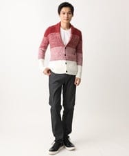 MKFDC22130 MK MICHEL KLEIN HOMME(MKミッシェルクランオム) 【5色展開／ギフト／洗える】ショールカラーカーディガン / フェザーモールヤーン ダークグレー