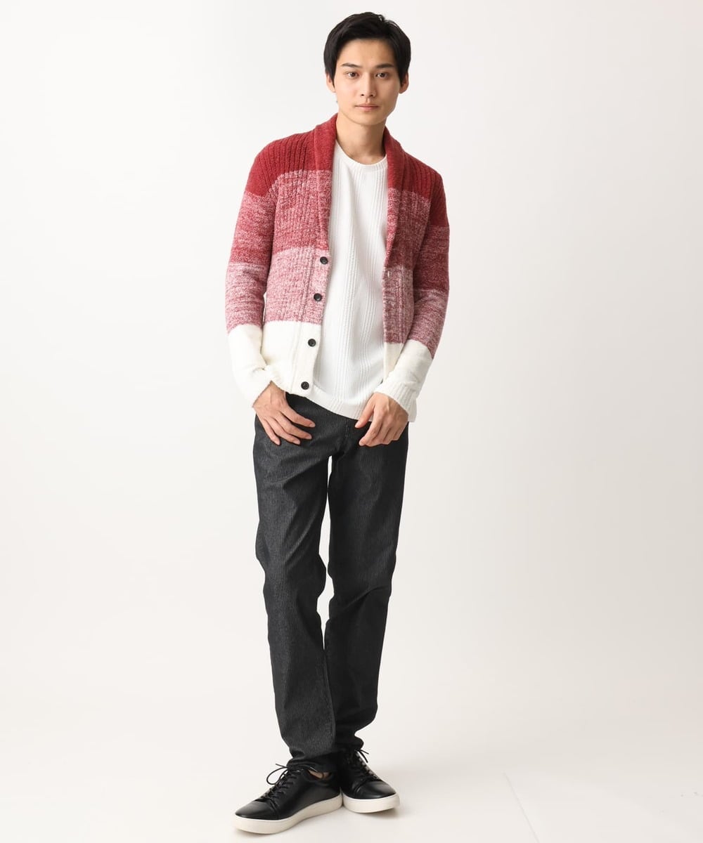 MKFDC22130 MK MICHEL KLEIN HOMME(MKミッシェルクランオム) 【5色展開／ギフト／洗える】ショールカラーカーディガン / フェザーモールヤーン ダークグレー