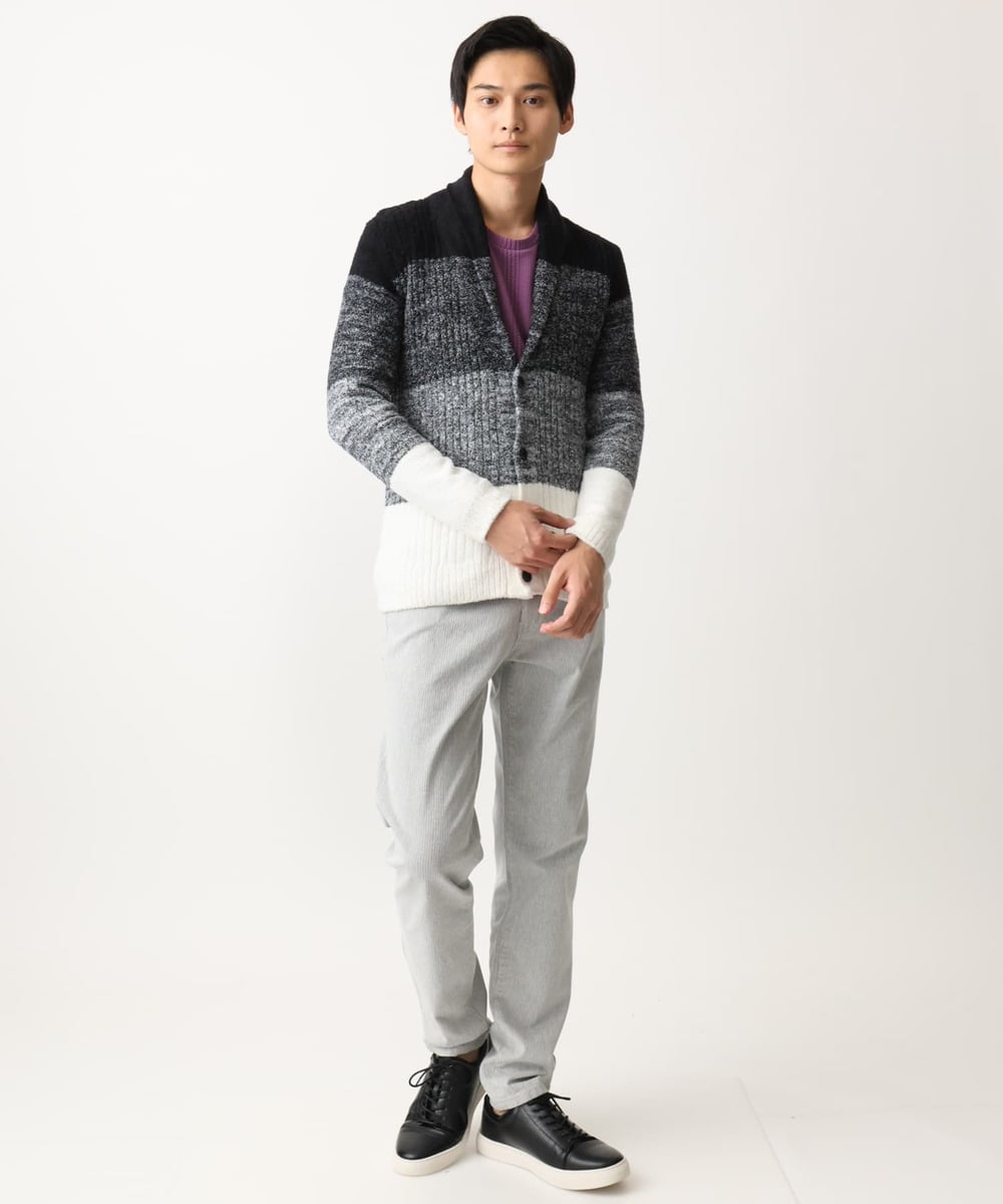 MKFDC22130 MK MICHEL KLEIN HOMME(MKミッシェルクランオム) 【5色展開／ギフト／洗える】ショールカラーカーディガン / フェザーモールヤーン ダークグレー