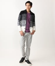 MKFDC22130 MK MICHEL KLEIN HOMME(MKミッシェルクランオム) 【5色展開／ギフト／洗える】ショールカラーカーディガン / フェザーモールヤーン ダークグレー
