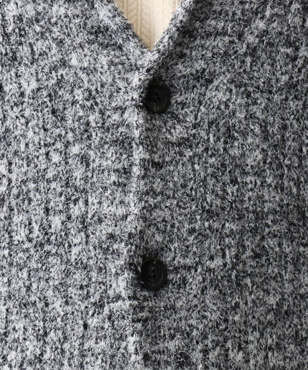 MKFDC22130 MK MICHEL KLEIN HOMME(MKミッシェルクランオム) 【5色展開／ギフト／洗える】ショールカラーカーディガン / フェザーモールヤーン ダークグレー