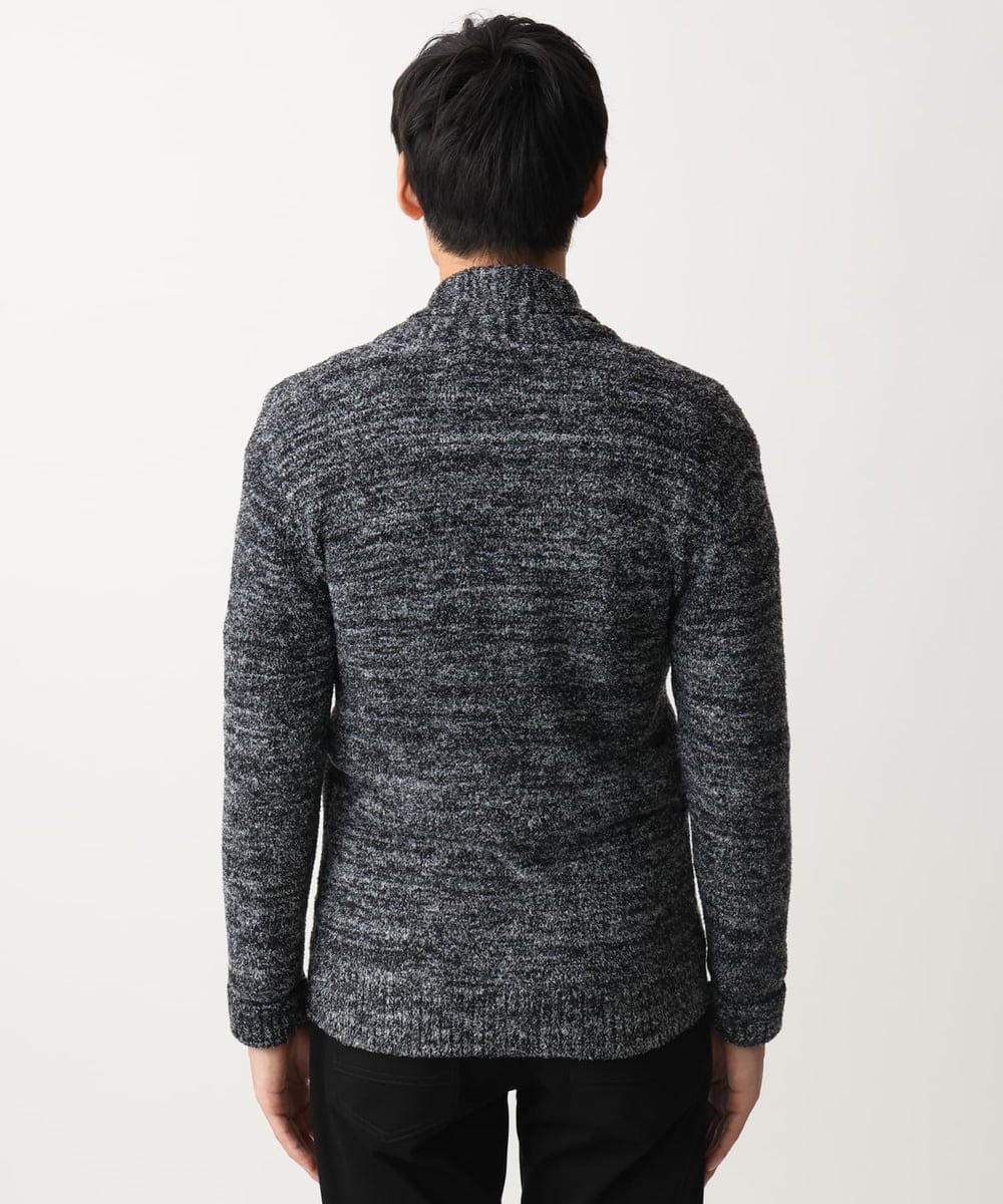 MKFDC22130 MK MICHEL KLEIN HOMME(MKミッシェルクランオム) 【5色展開／ギフト／洗える】ショールカラーカーディガン / フェザーモールヤーン ダークグレー