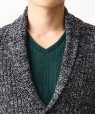 MKFDC22130 MK MICHEL KLEIN HOMME(MKミッシェルクランオム) 【5色展開／ギフト／洗える】ショールカラーカーディガン / フェザーモールヤーン ダークグレー