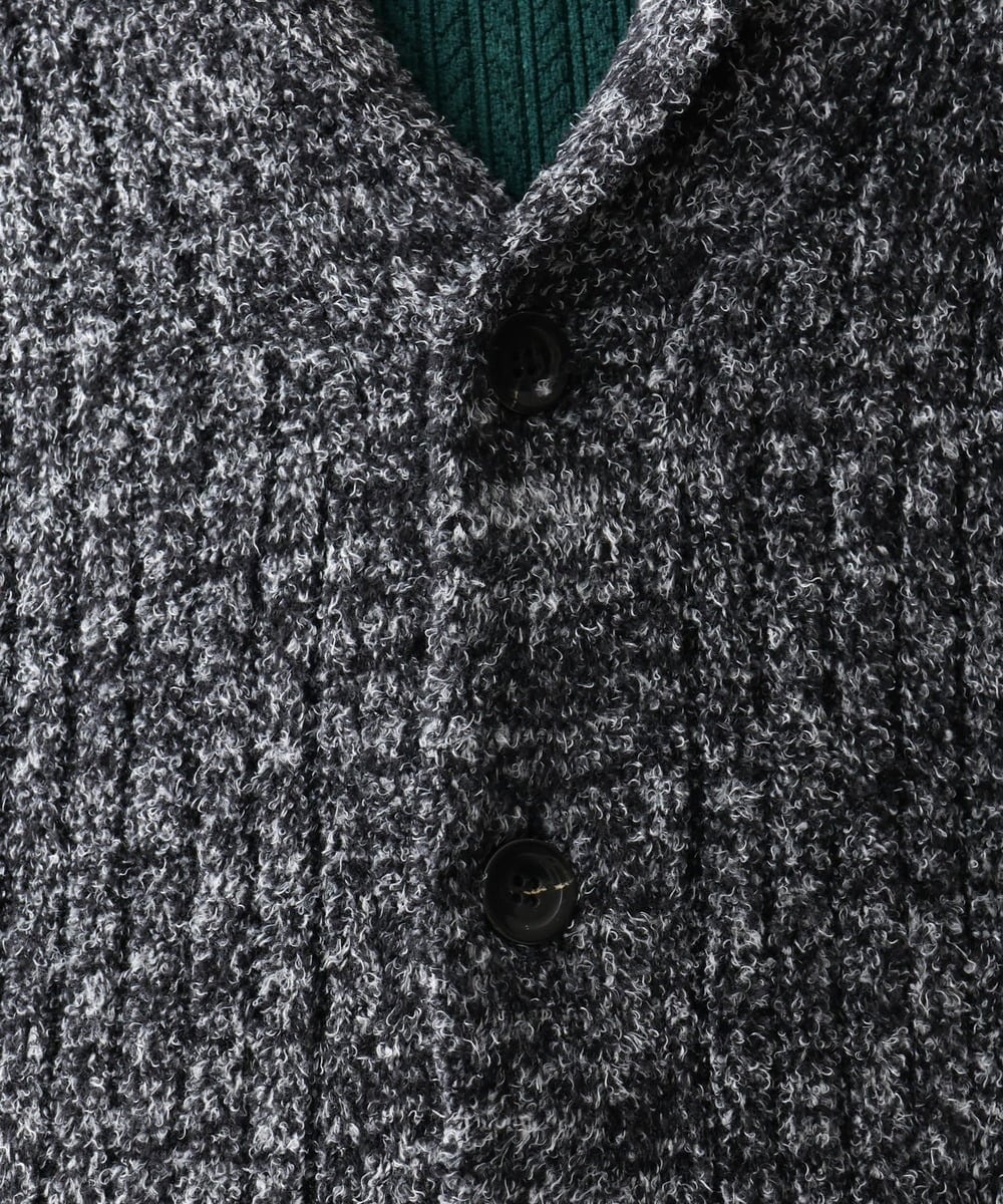 MKFDC22130 MK MICHEL KLEIN HOMME(MKミッシェルクランオム) 【5色展開／ギフト／洗える】ショールカラーカーディガン / フェザーモールヤーン ダークグレー
