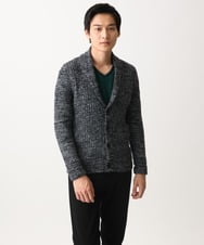 MKFDC22130 MK MICHEL KLEIN HOMME(MKミッシェルクランオム) 【5色展開／ギフト／洗える】ショールカラーカーディガン / フェザーモールヤーン ダークグレー