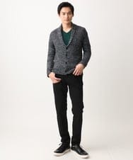 MKFDC22130 MK MICHEL KLEIN HOMME(MKミッシェルクランオム) 【5色展開／ギフト／洗える】ショールカラーカーディガン / フェザーモールヤーン ダークグレー