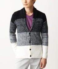 MKFDC22130 MK MICHEL KLEIN HOMME(MKミッシェルクランオム) 【5色展開／ギフト／洗える】ショールカラーカーディガン / フェザーモールヤーン ブラック