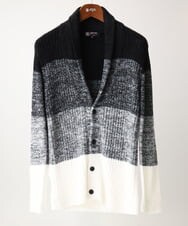 MKFDC22130 MK MICHEL KLEIN HOMME(MKミッシェルクランオム) 【5色展開／ギフト／洗える】ショールカラーカーディガン / フェザーモールヤーン ブラック