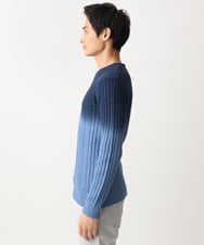 MKFDC40110 MK MICHEL KLEIN HOMME(MKミッシェルクランオム) 【在庫限り！/秋・春着用可能/洗える/コットン糸】Vネックニット/グラデーションケーブル ブルー