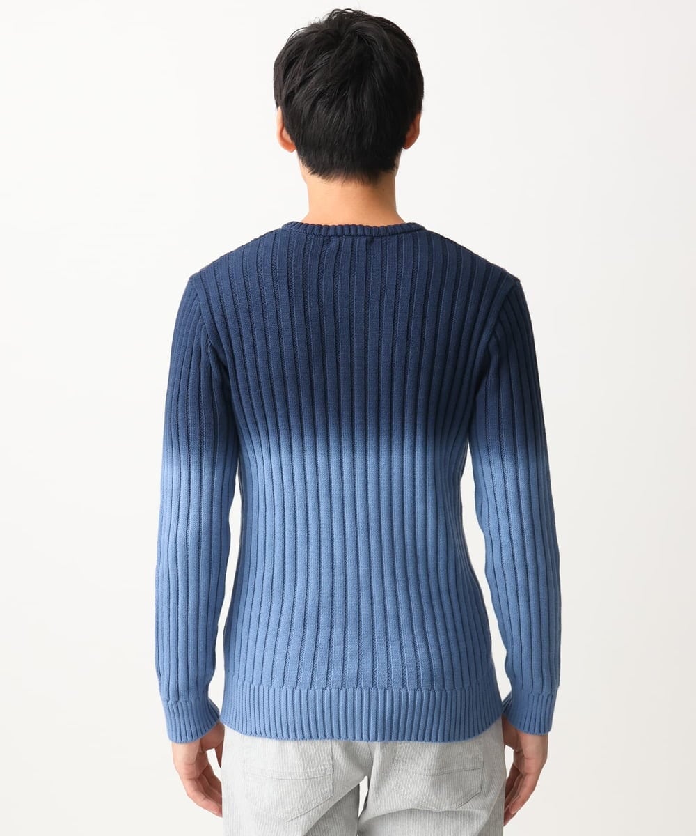 MKFDC40110 MK MICHEL KLEIN HOMME(MKミッシェルクランオム) 【在庫限り！/秋・春着用可能/洗える/コットン糸】Vネックニット/グラデーションケーブル ブルー