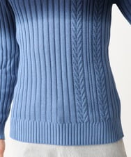 MKFDC40110 MK MICHEL KLEIN HOMME(MKミッシェルクランオム) 【在庫限り！/秋・春着用可能/洗える/コットン糸】Vネックニット/グラデーションケーブル ブルー