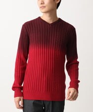 MKFDC40110 MK MICHEL KLEIN HOMME(MKミッシェルクランオム) 【在庫限り！/秋・春着用可能/洗える/コットン糸】Vネックニット/グラデーションケーブル パープル