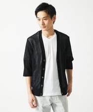 MKFGC19090 MK MICHEL KLEIN HOMME(MKミッシェルクランオム) 【洗える】七分袖カーディガン ブラック