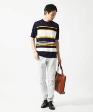 MKFGC20095 MK MICHEL KLEIN HOMME(MKミッシェルクランオム) サマーニット / リネンタッチボーダー ネイビー
