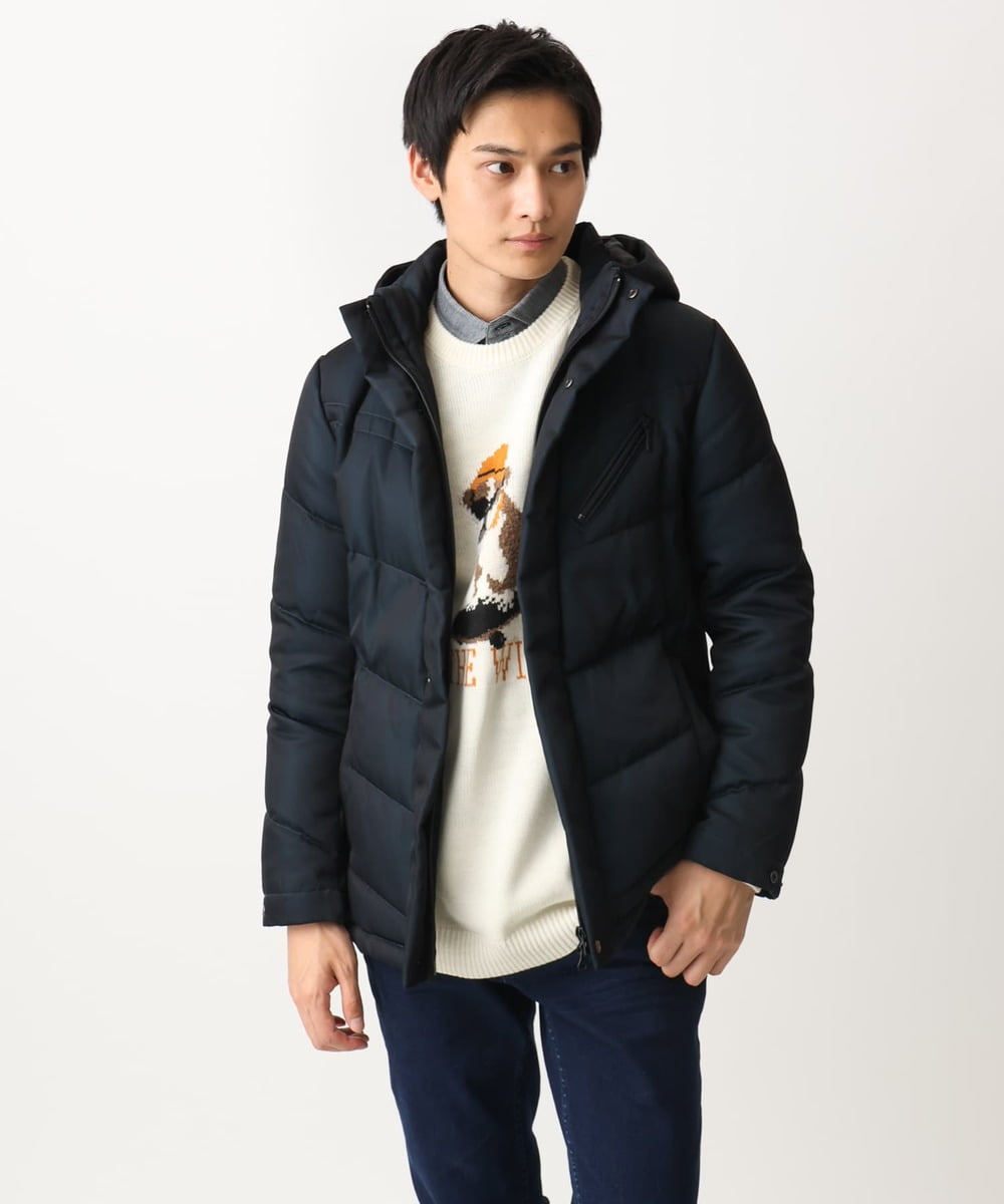 MKJAA22450 MK MICHEL KLEIN HOMME(MKミッシェルクランオム) 【再入荷！/在庫限り】ダウンブルゾン / メモリークロス ネイビー