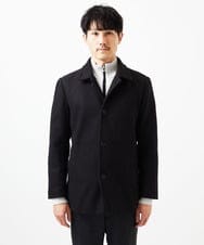 MKJAB90220 MK MICHEL KLEIN HOMME(MKミッシェルクランオム) 【ラスト1／オンオフ兼用】ステンカラーショートコート / TEC EASY MELTON ブラック