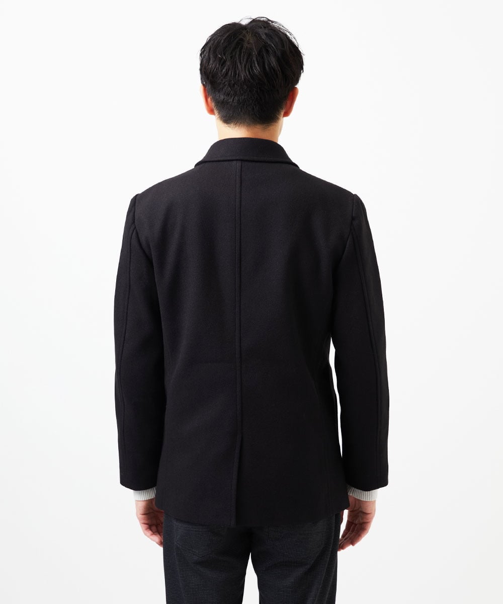 MKJAB90220 MK MICHEL KLEIN HOMME(MKミッシェルクランオム) 【ラスト1／オンオフ兼用】ステンカラーショートコート / TEC EASY MELTON ブラック