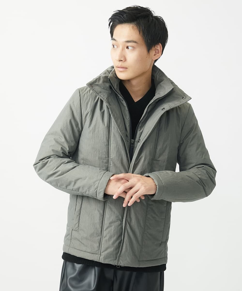 MKJAC18290 MK MICHEL KLEIN HOMME(MKミッシェルクランオム) 【再入荷！/ラスト１/LLサイズのみ】フェイクレイヤード中綿ブルゾン/ビンテージワッシャー グレー
