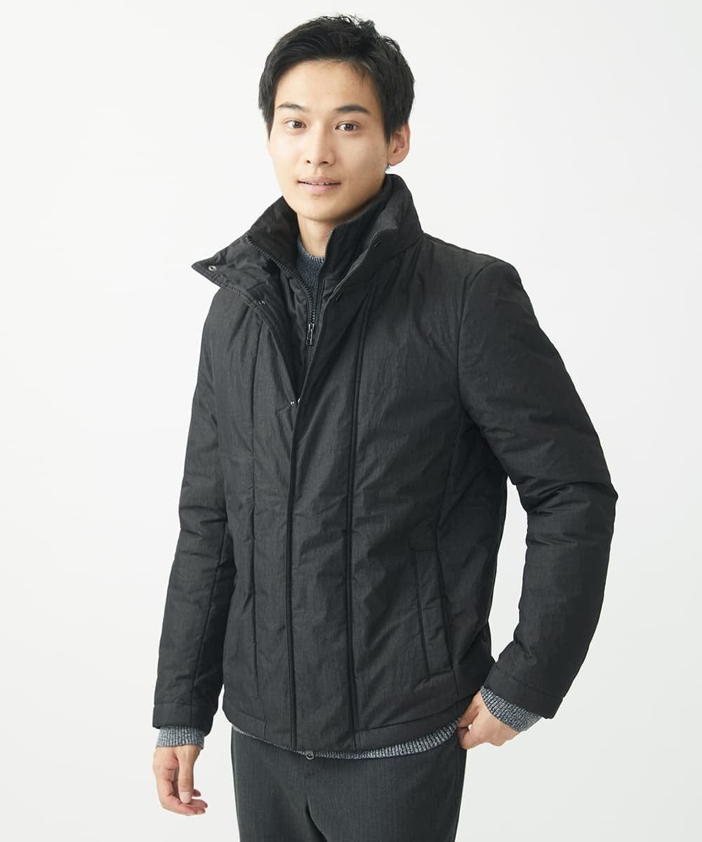 MKJAC18290 MK MICHEL KLEIN HOMME(MKミッシェルクランオム) 【再入荷！/ラスト１/LLサイズのみ】フェイクレイヤード中綿ブルゾン/ビンテージワッシャー グレー