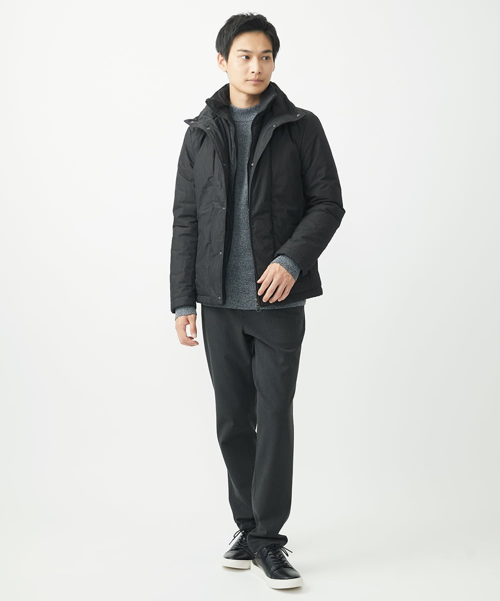 MKJAC18290 MK MICHEL KLEIN HOMME(MKミッシェルクランオム) 【再入荷！/ラスト１/LLサイズのみ】フェイクレイヤード中綿ブルゾン/ビンテージワッシャー グレー