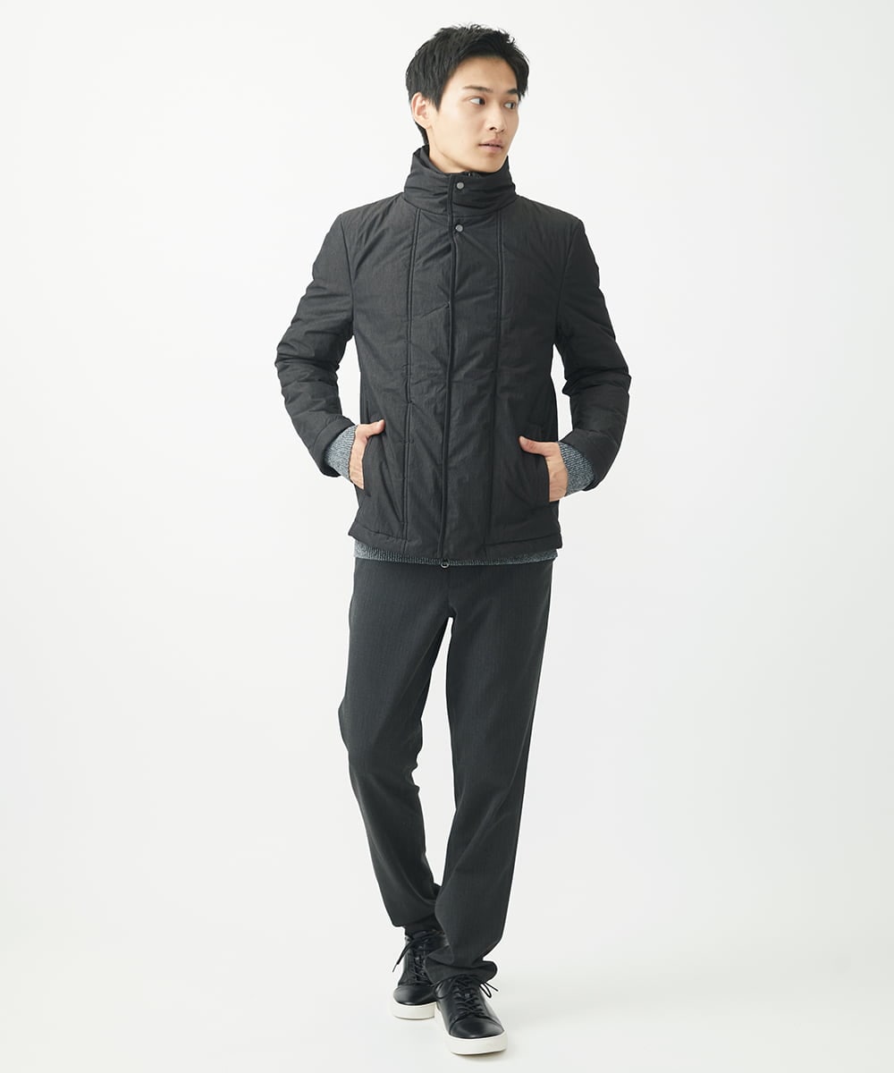 MKJAC18290 MK MICHEL KLEIN HOMME(MKミッシェルクランオム) 【再入荷！/ラスト１/LLサイズのみ】フェイクレイヤード中綿ブルゾン/ビンテージワッシャー グレー