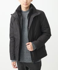 MKJAC18290 MK MICHEL KLEIN HOMME(MKミッシェルクランオム) 【再入荷！/ラスト１/LLサイズのみ】フェイクレイヤード中綿ブルゾン/ビンテージワッシャー ブラック