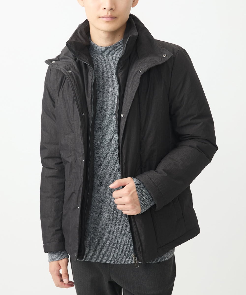 MKJAC18290 MK MICHEL KLEIN HOMME(MKミッシェルクランオム) 【再入荷！/ラスト１/LLサイズのみ】フェイクレイヤード中綿ブルゾン/ビンテージワッシャー ブラック