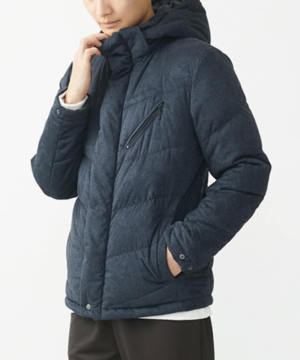 MKJAC21310 MK MICHEL KLEIN HOMME(MKミッシェルクランオム) 【残りわずか/在庫限り！/ストレッチ】ダウンブルゾン / スエードタッチライト ネイビー