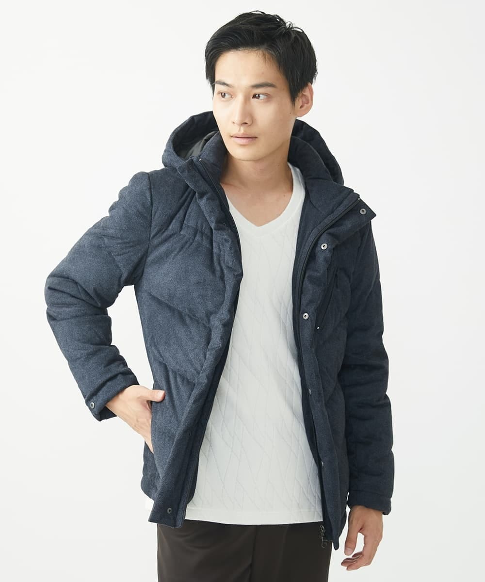 MKJAC21310 MK MICHEL KLEIN HOMME(MKミッシェルクランオム) 【残りわずか/在庫限り！/ストレッチ】ダウンブルゾン / スエードタッチライト ネイビー