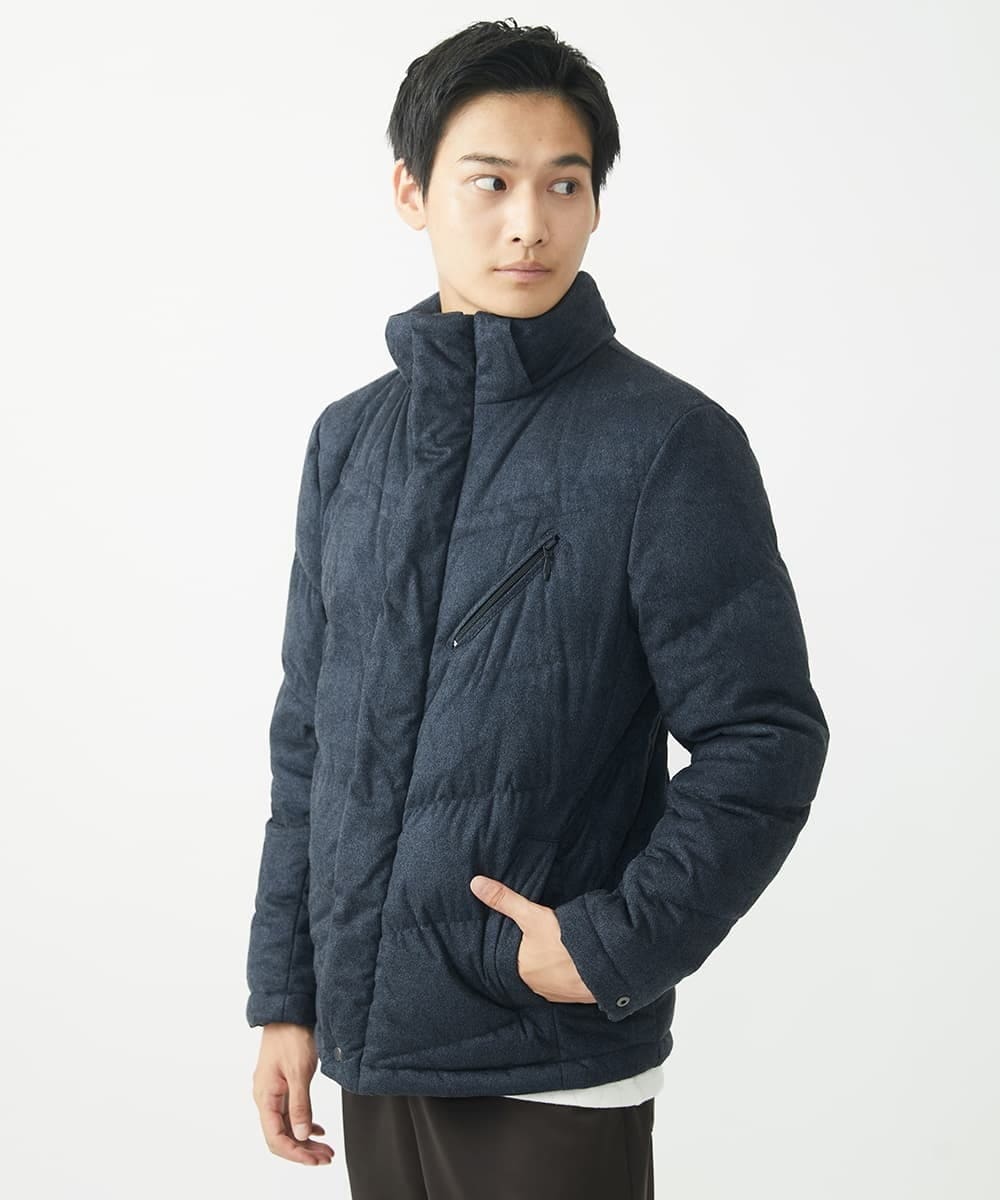 MKJAC21310 MK MICHEL KLEIN HOMME(MKミッシェルクランオム) 【残りわずか/在庫限り！/ストレッチ】ダウンブルゾン / スエードタッチライト ネイビー