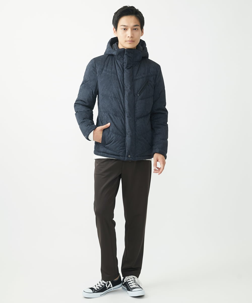 MKJAC21310 MK MICHEL KLEIN HOMME(MKミッシェルクランオム) 【残りわずか/在庫限り！/ストレッチ】ダウンブルゾン / スエードタッチライト ネイビー