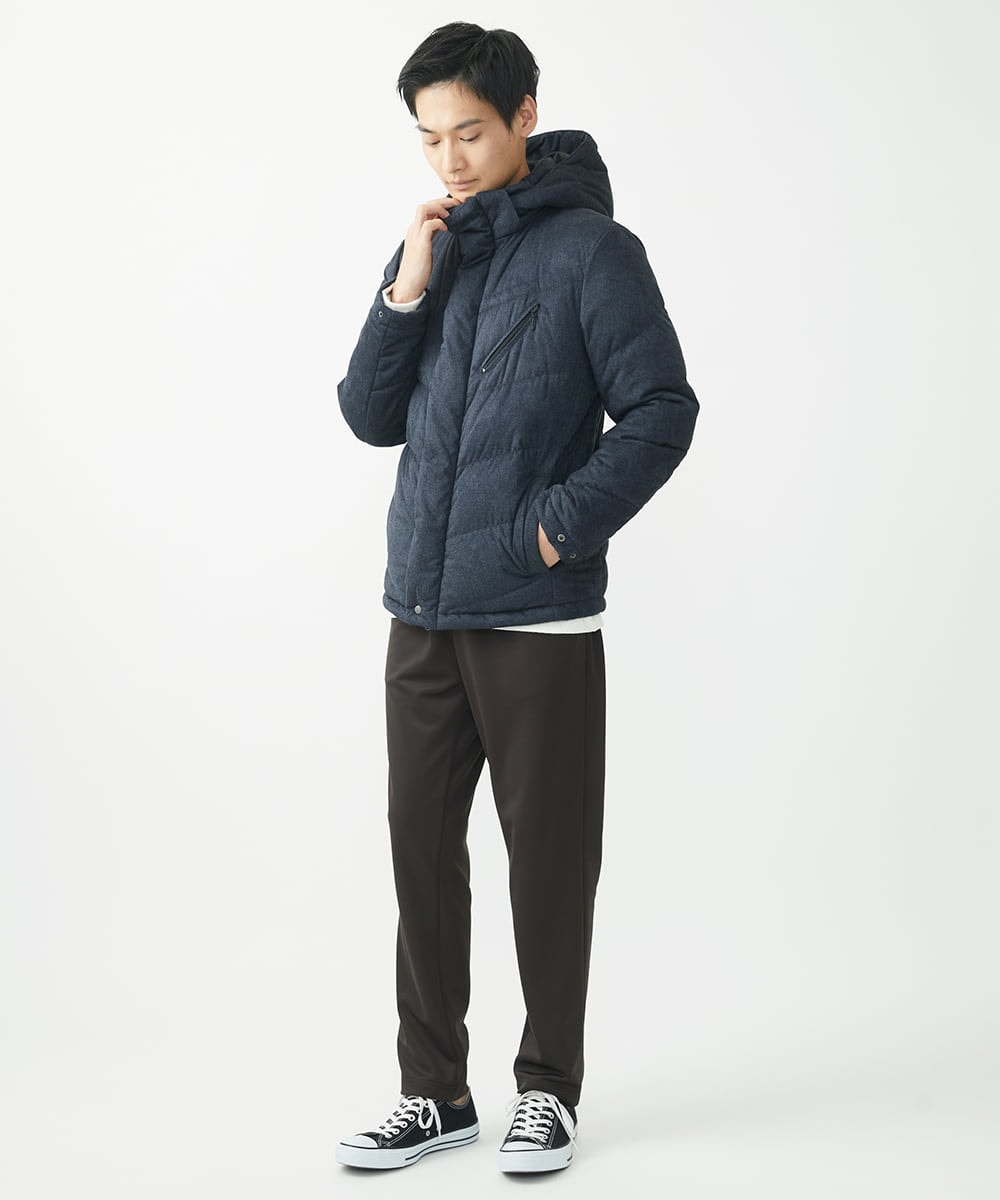 MKJAC21310 MK MICHEL KLEIN HOMME(MKミッシェルクランオム) 【残りわずか/在庫限り！/ストレッチ】ダウンブルゾン / スエードタッチライト ネイビー