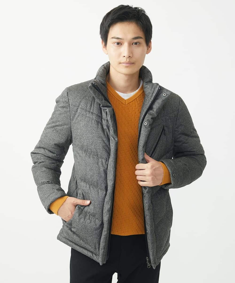 MKJAC21310 MK MICHEL KLEIN HOMME(MKミッシェルクランオム) 【残りわずか/在庫限り！/ストレッチ】ダウンブルゾン / スエードタッチライト ダークグレー