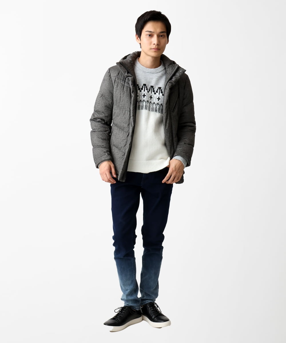 MKJAC21310 MK MICHEL KLEIN HOMME(MKミッシェルクランオム) 【残りわずか/在庫限り！/ストレッチ】ダウンブルゾン / スエードタッチライト ダークグレー