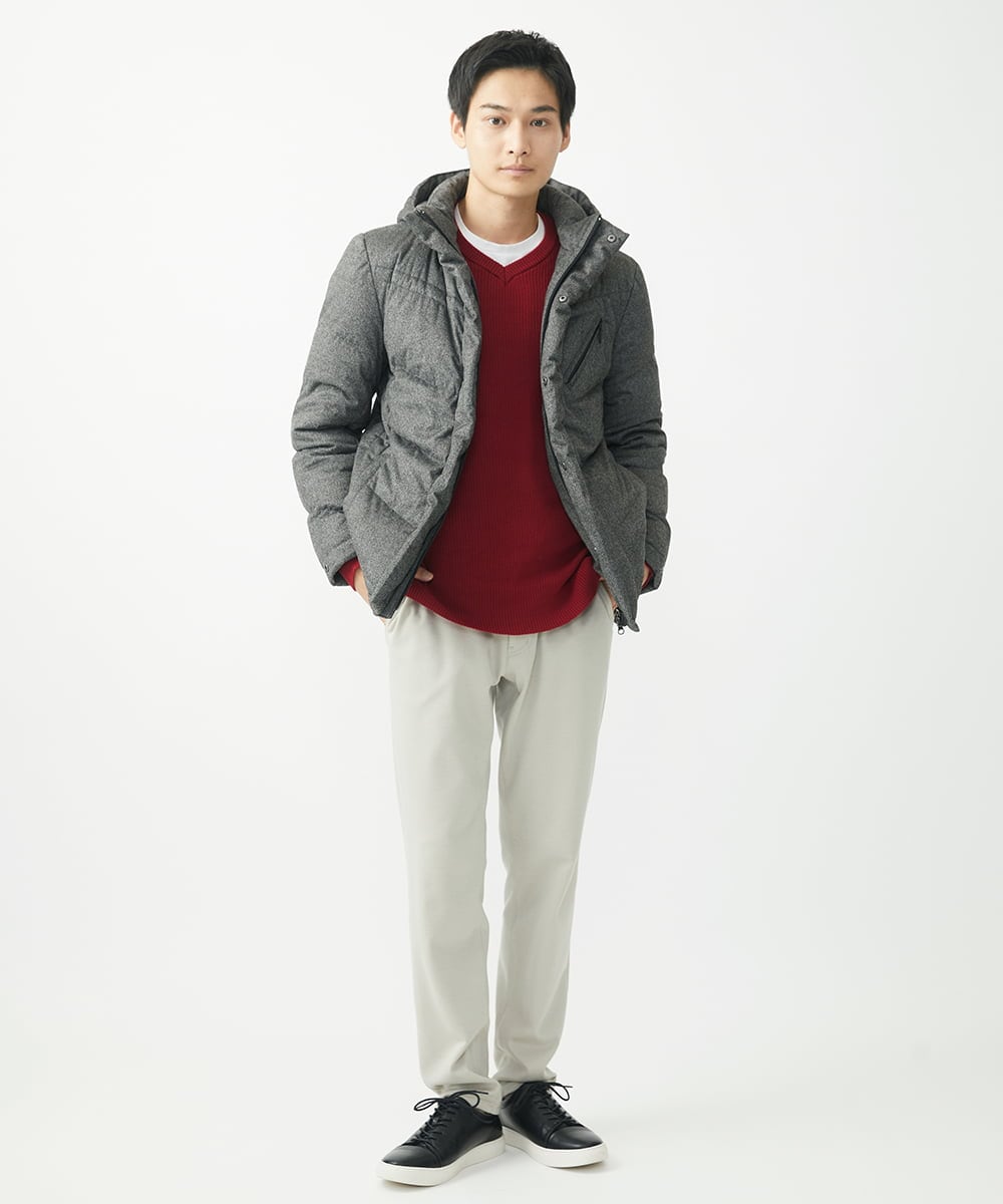 MKJAC21310 MK MICHEL KLEIN HOMME(MKミッシェルクランオム) 【残りわずか/在庫限り！/ストレッチ】ダウンブルゾン / スエードタッチライト ダークグレー